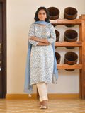 Vaasva Women's Classic Cream Cotton Foil Printedembroidered Suit Set | Grocsy