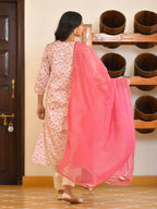 Vaasva Women's Classic Cream Cotton Foil Printedembroidered Suit Set | Grocsy