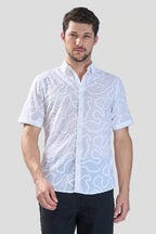Xkind White Embroidered Relaxed Fit Shirt | Grocsy