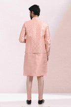 Raivat Ethnic Art Banarasi Silk Thread Work 3 Pics Jacket Set In Peach Colour | Grocsy