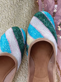 Desi Colour Women Indian Ethnic Footwear-White Multi Sleek Pearl | Grocsy