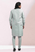 Raivat Ethnic Art Banarasi Silk Thread Work 3 Pics Jacket Set In Grey Colour | Grocsy