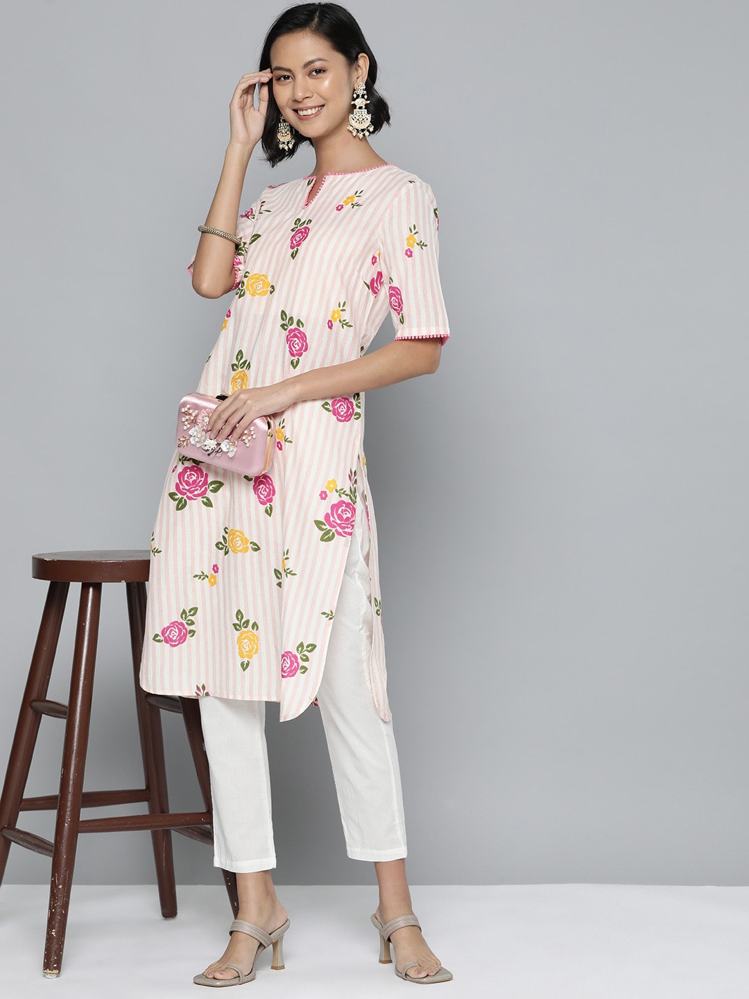 HERE&NOW Women Floral Printed Straight Kurta | Grocsy