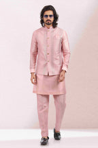 Raivat Ethnic Art Banarasi Silk Thread Work 3 Pics Jacket Set In Pink Colour | Grocsy