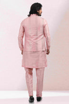 Raivat Ethnic Art Banarasi Silk Thread Work 3 Pics Jacket Set In Pink Colour | Grocsy