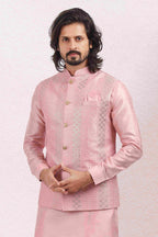 Raivat Ethnic Art Banarasi Silk Thread Work 3 Pics Jacket Set In Pink Colour | Grocsy