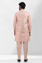 Raivat Ethnic Art Banarasi Silk Thread Work 3 Pics Jacket Set In Peach Colour | Grocsy