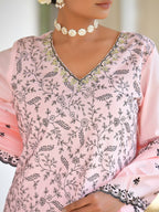 Vaasva Women's Cotton Solid Candy Embroidered Suit Set | Grocsy