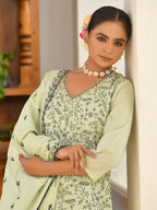 Vaasva Women's Cotton Solid Pista Embroidered Suit Set | Grocsy