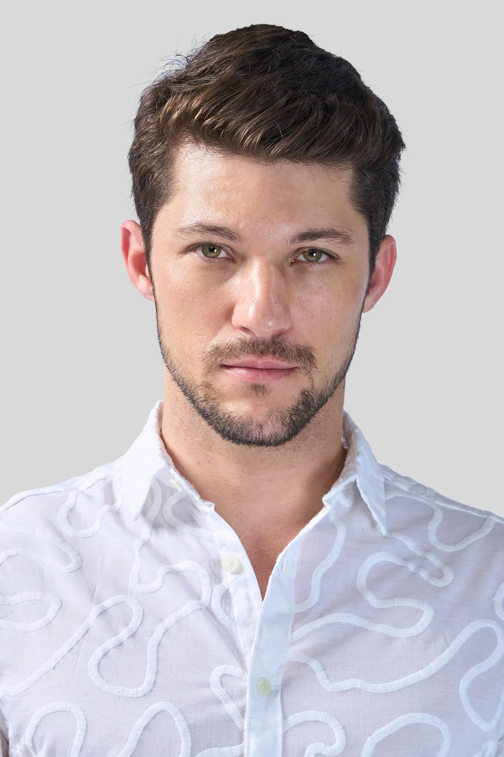 Xkind White Embroidered Relaxed Fit Shirt | Grocsy