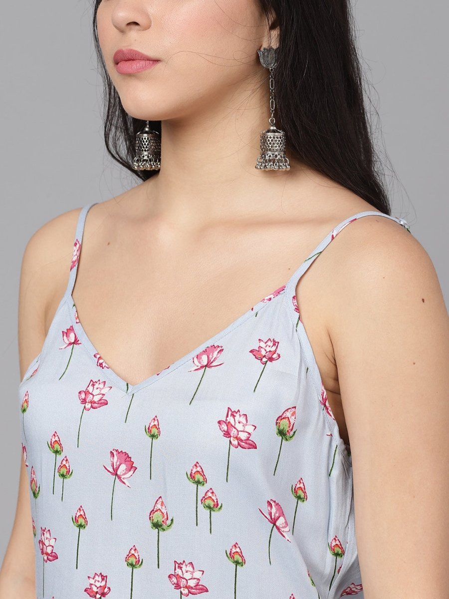 Aks Floral Printed Regular Kurta With Sharara | Grocsy