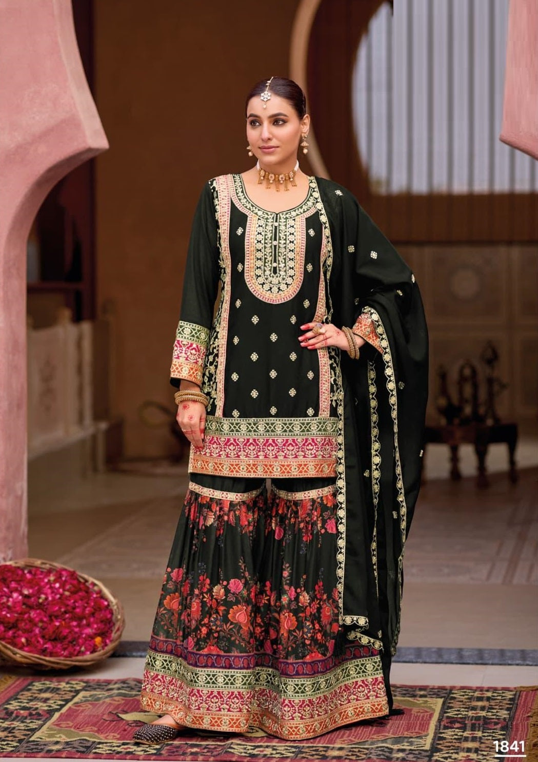 Anaita Black Chinon Embroidered Readymade Salwar Suit | Grocsy
