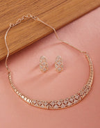 Jewel City Rose-Gold Plated White CZ-Studded Jewellery Set | Grocsy