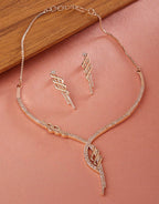 Jewel City Rose-Gold Plated White CZ-Studded Jewellery Set | Grocsy
