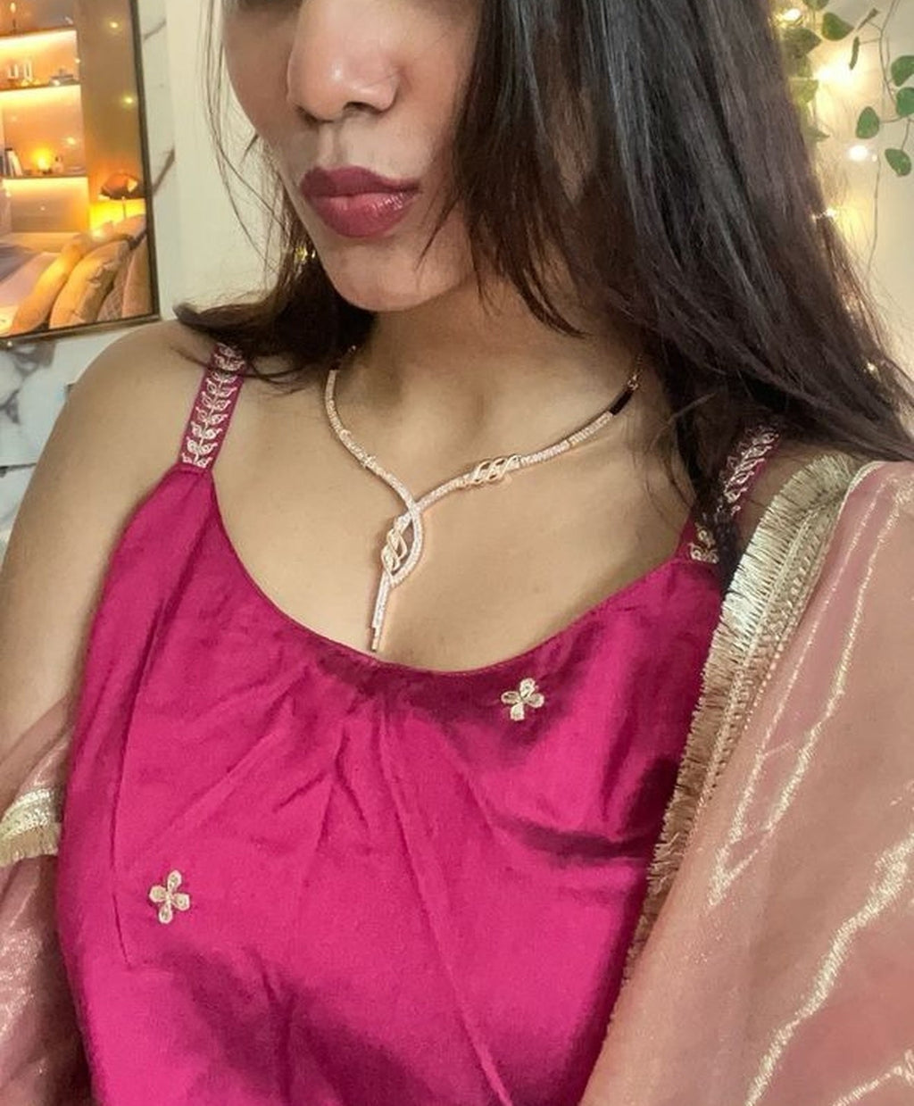 Jewel City Rose-Gold Plated White CZ-Studded Jewellery Set | Grocsy
