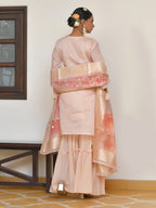 Vaasva Women's Apricot Chanderi Sharara Set | Grocsy
