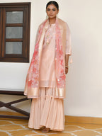 Vaasva Women's Apricot Chanderi Sharara Set | Grocsy