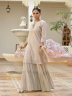 Vaasva Women's Khakhee Chanderi Sharara Set | Grocsy