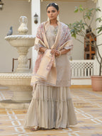 Vaasva Women's Khakhee Chanderi Sharara Set | Grocsy