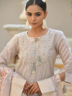 Vaasva Women's Khakhee Chanderi Sharara Set | Grocsy