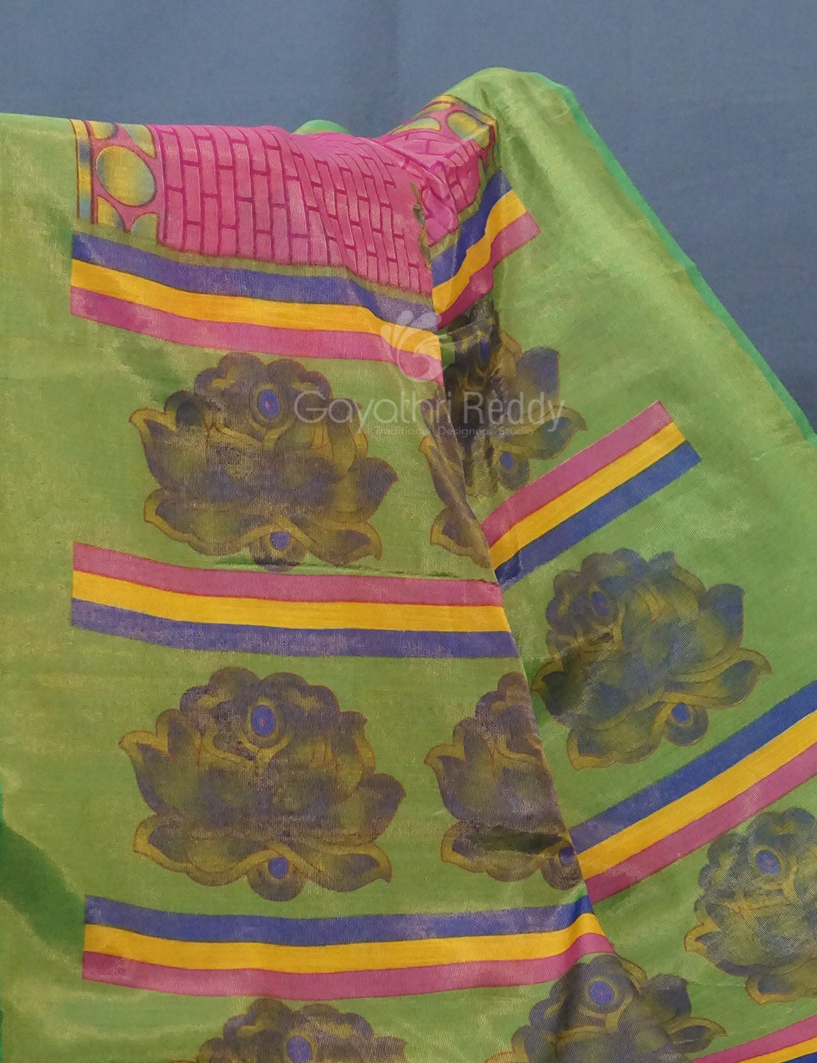 Rose Pink Printed Cotton Brasso Saree By Gayathri Reddy Designer Studio | Grocsy