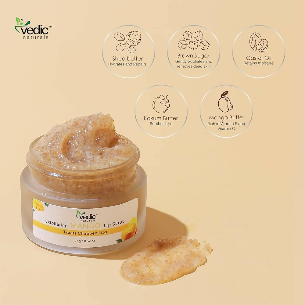 Vedic Naturals Exfoliating Mango Lip Scrub | Grocsy