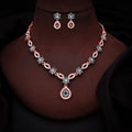 Tehzeeb Creations Elegant Sky Blue Polished American Diamond (Ad) Studded Necklace And Earring Set For Women - Swadesiicart