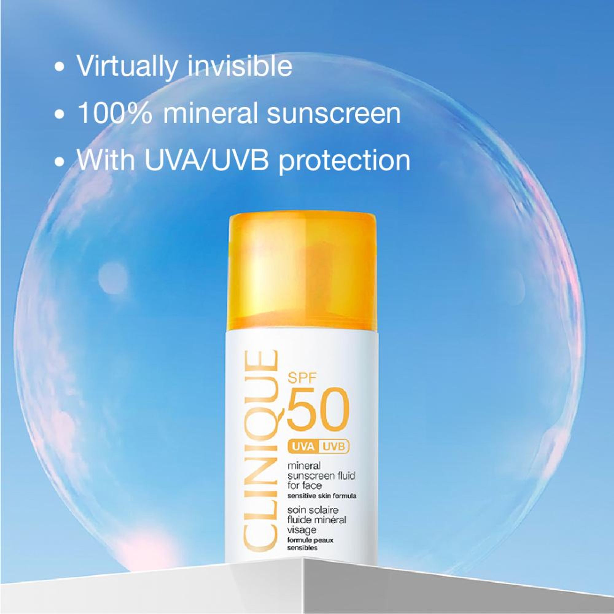 Clinique SPF 50 UVA/UVB Mineral Sunscreen Fluid For Face | Grocsy