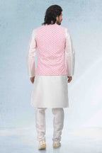 Raivat Ethnic Art Banarasi Silk Thread Work 3 Pics Jacket Set In Pink Colour | Grocsy