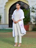 Vaasva Women's Grey Purple Linen Suit Set With Cutwork Dupatta | Grocsy
