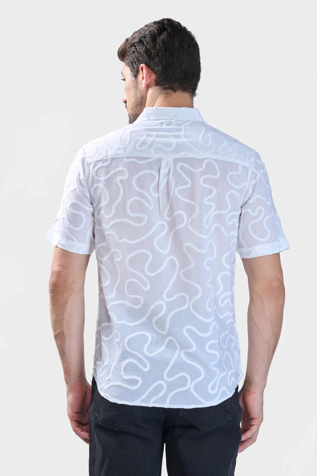 Xkind White Embroidered Relaxed Fit Shirt | Grocsy
