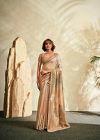 Anaita Cream Printed Handloom Khadi Silk Silk Saree With Blouse | Grocsy
