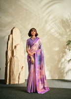 Anaita Lavender Printed Handloom Khadi Silk Silk Saree With Blouse | Grocsy