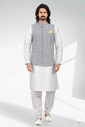 Raivat Ethnic Art Banarasi Silk Thread Work 3 Pics Jacket Set In Purple Light Colour | Grocsy