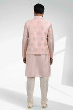 Raivat Ethnic Art Banarasi Silk Thread Work 3 Pics Jacket Set In Light Peach Colour | Grocsy