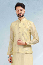 Raivat Ethnic Art Banarasi Silk Thread Work 3 Pics Jacket Set In Yellow Colour | Grocsy