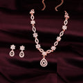 Tehzeeb Creations Elegant White Polished American Diamond (Ad) Studded Necklace And Earring Set For Women | Grocsy