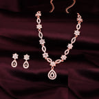 Tehzeeb Creations Elegant White Polished American Diamond (Ad) Studded Necklace And Earring Set For Women | Grocsy