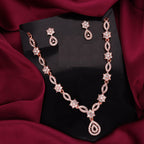 Tehzeeb Creations Elegant White Polished American Diamond (Ad) Studded Necklace And Earring Set For Women | Grocsy