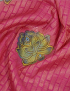 Rose Pink Printed Cotton Brasso Saree By Gayathri Reddy Designer Studio | Grocsy