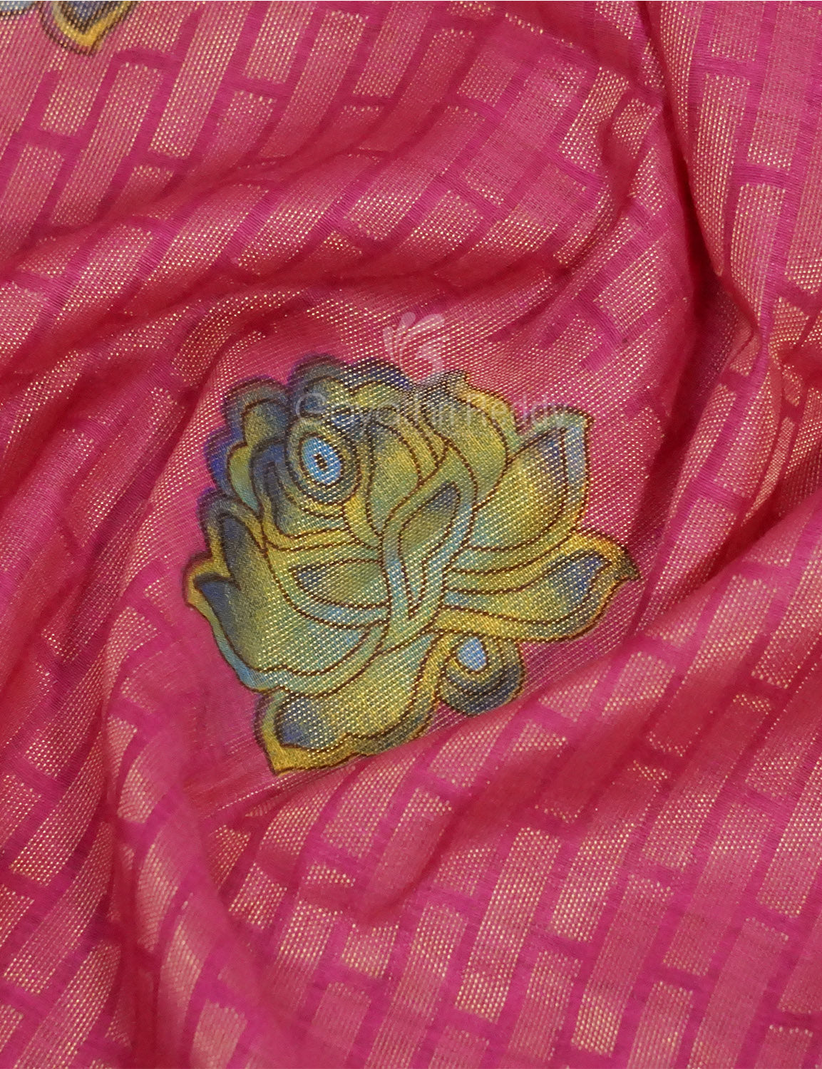 Rose Pink Printed Cotton Brasso Saree By Gayathri Reddy Designer Studio | Grocsy