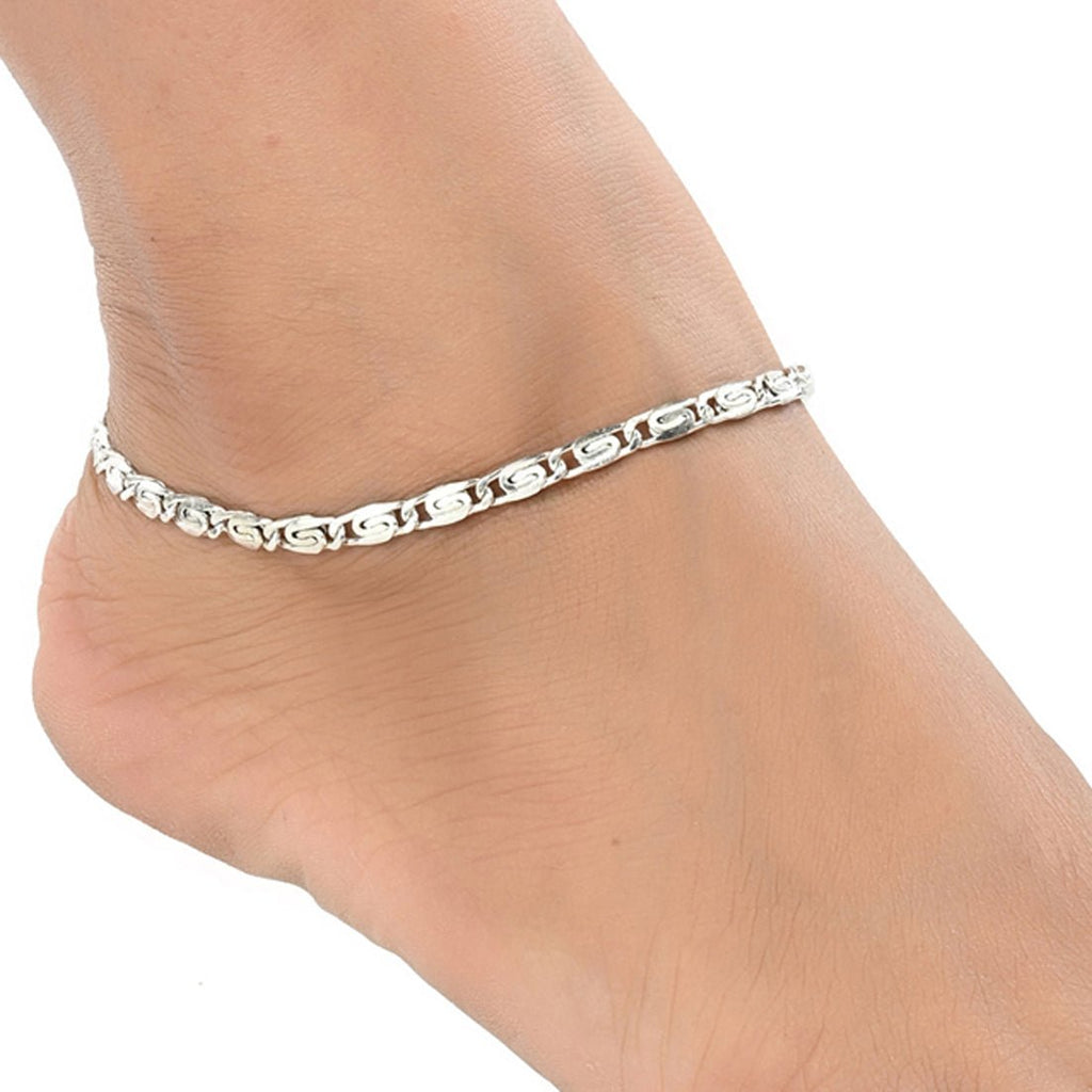AanyaCentric Silver Plated Traditional Anklets Payal - Classic and Stylish for Women and Girls | Grocsy