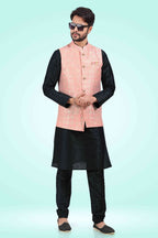 Raivat Ethnic Jacquard Banarasi Silk Woven Work 3 Pics Jacket Set In Pink Colour | Grocsy