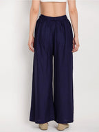 TAG 7 Women Navy Blue & Maroon Set of 2 Flared Ethnic Palazzos | Grocsy