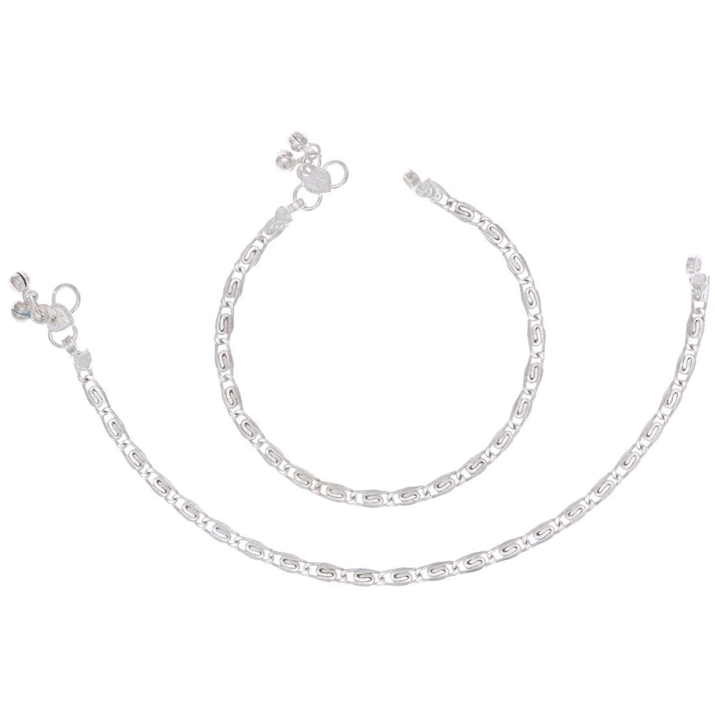 AanyaCentric Silver Plated Traditional Anklets Payal - Classic and Stylish for Women and Girls | Grocsy