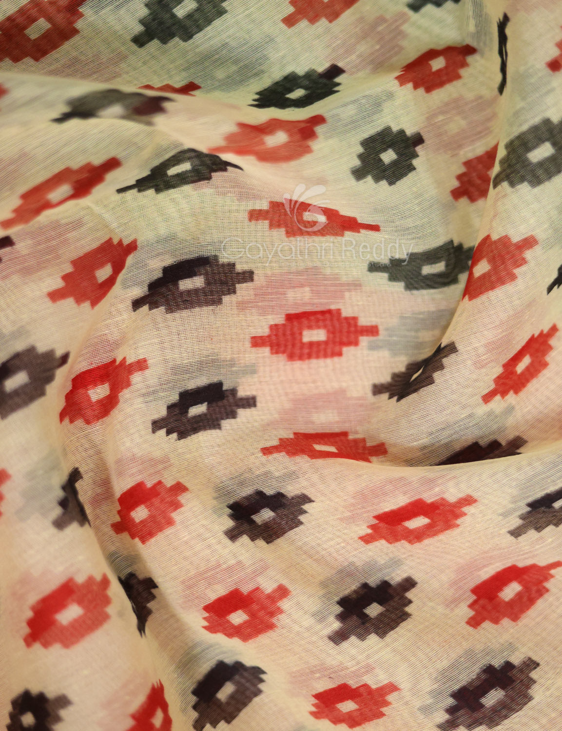 Shades of Cream And Red Colour Blouse Patola Print Semi Chanderi Saree By Gayathri Reddy Designer Studio | Grocsy
