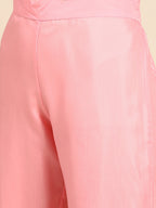 Sangria Women Pink Ethnic Motifs Printed Chanderi Cotton Kurta with Trousers & With Dupatta | Grocsy
