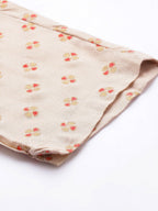 HERE&NOW Women Cream-Coloured Floral Embroidered Kurta with Trousers | Grocsy