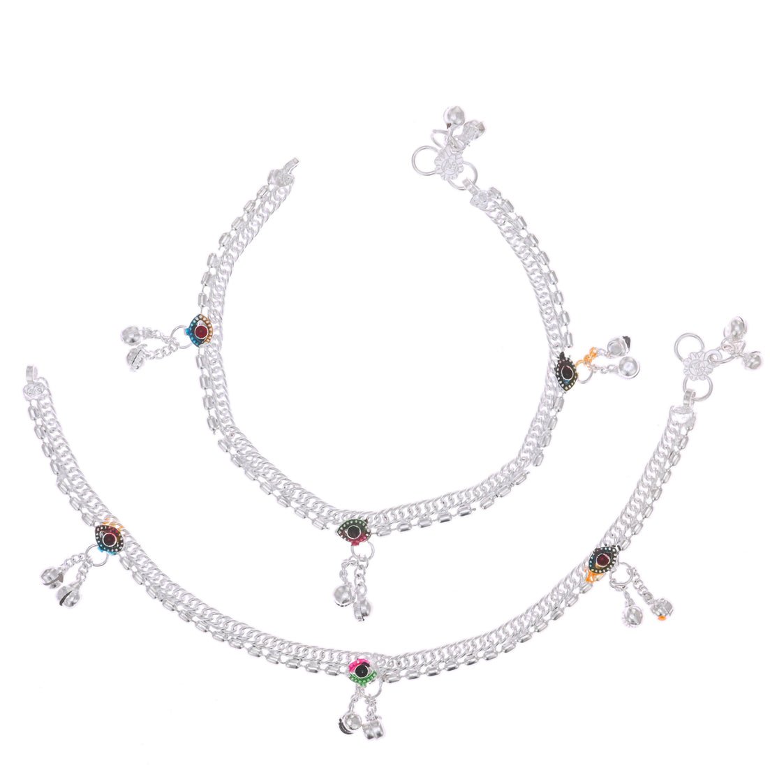 AanyaCentric Silver Plated Traditional Anklets Payal - Classic and Stylish for Women and Girls | Grocsy