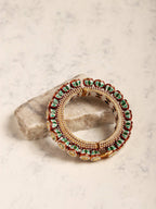 Gold-Polished Green Kundan-Studded Bangle - Ruby Raang